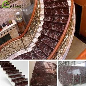 M826 Rosso Levanto Purple Marble Step/Stairs/Treads with Bevel Edge